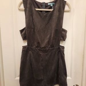 NWT boutique grey faux suede romper